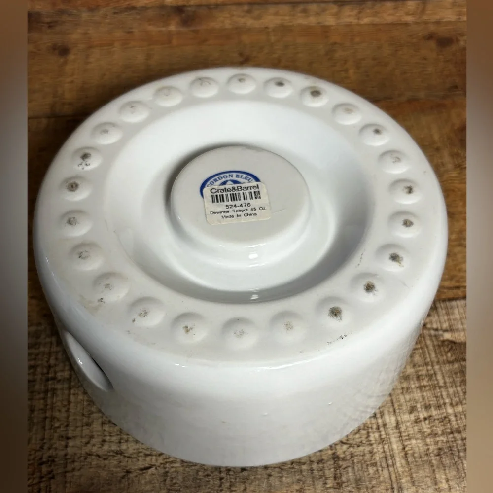 Cordon Bleu Crate& Barrel White Ceramic Teapot & Warmer Koen De Winter 1984